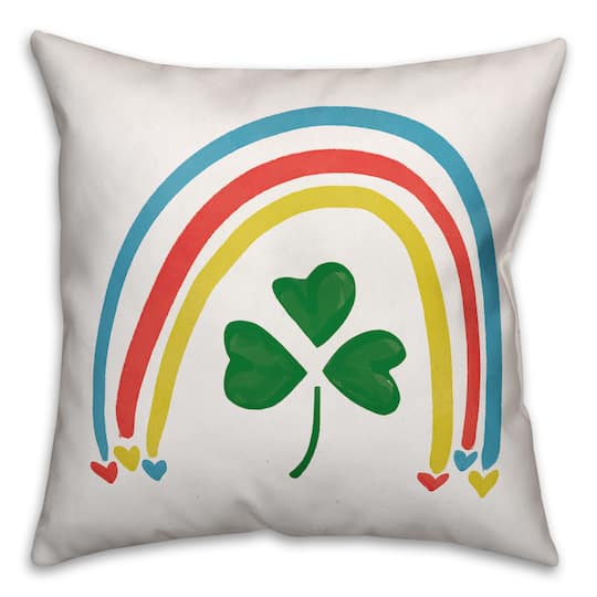 Rainbow Clover Throw Pillow